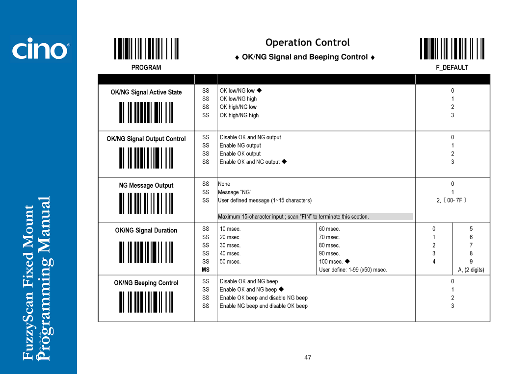 Cino FM400 manual OK/NG Signal and Beeping Control 