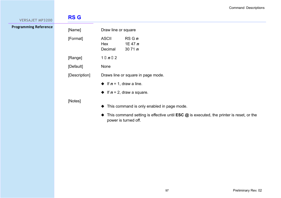 Cino MP3200 manual Rs G, ” n ” 