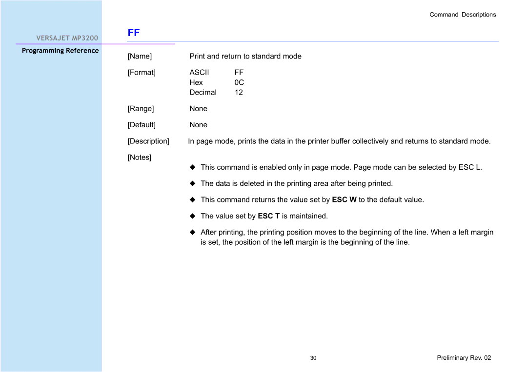 Cino MP3200 manual Name Print and return to standard mode Format 