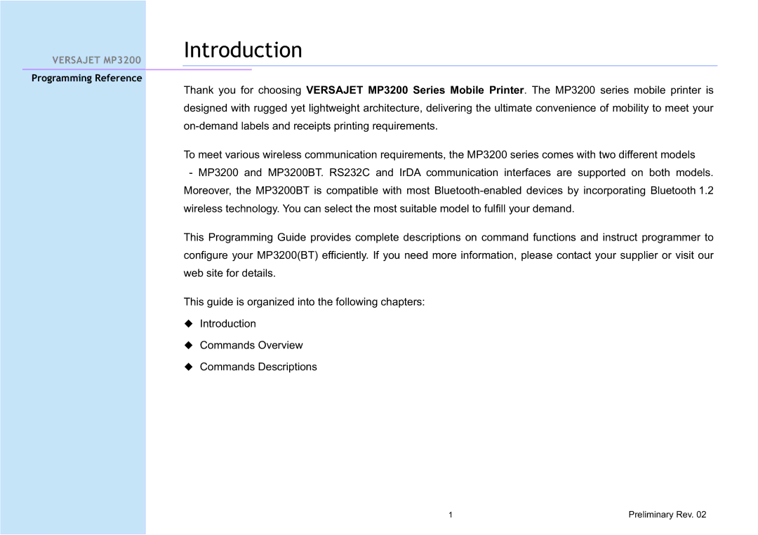 Cino MP3200 manual Introduction 