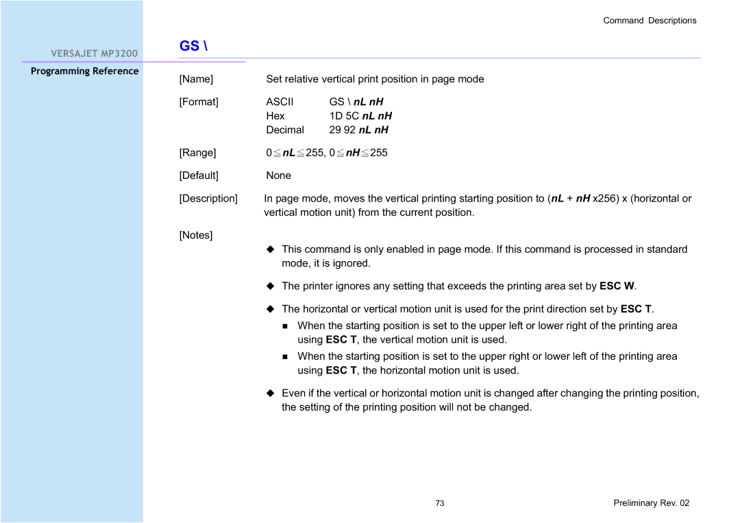 Cino MP3200 manual Gs 