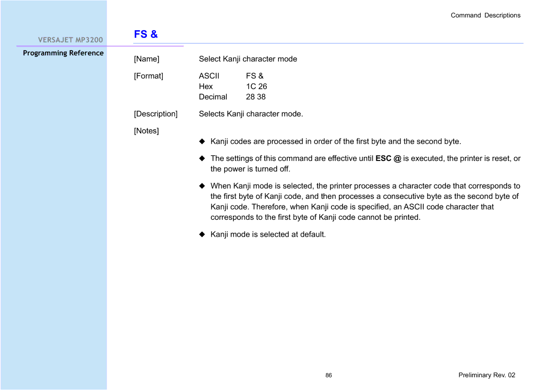 Cino MP3200 manual Name Select Kanji character mode Format 