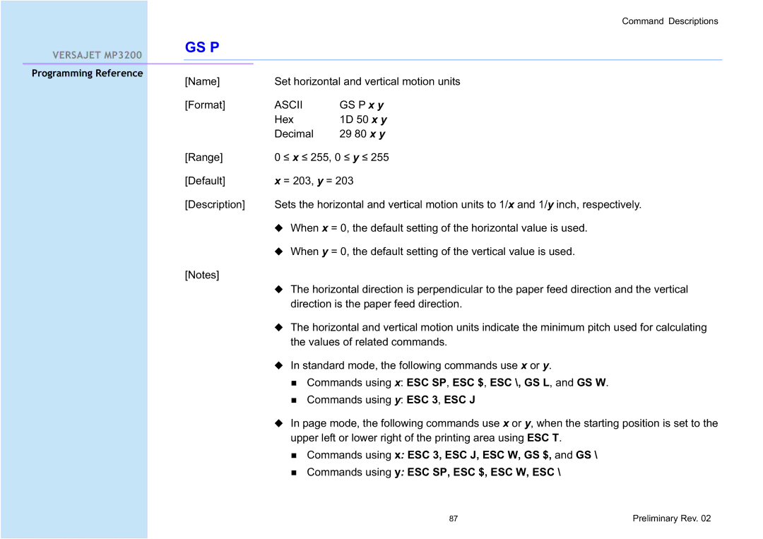 Cino MP3200 manual Gs P 