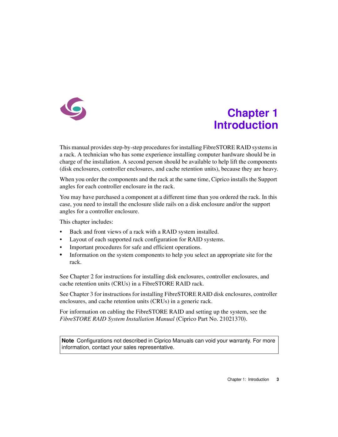 Ciprico 21021625 B manual Chapter Introduction 