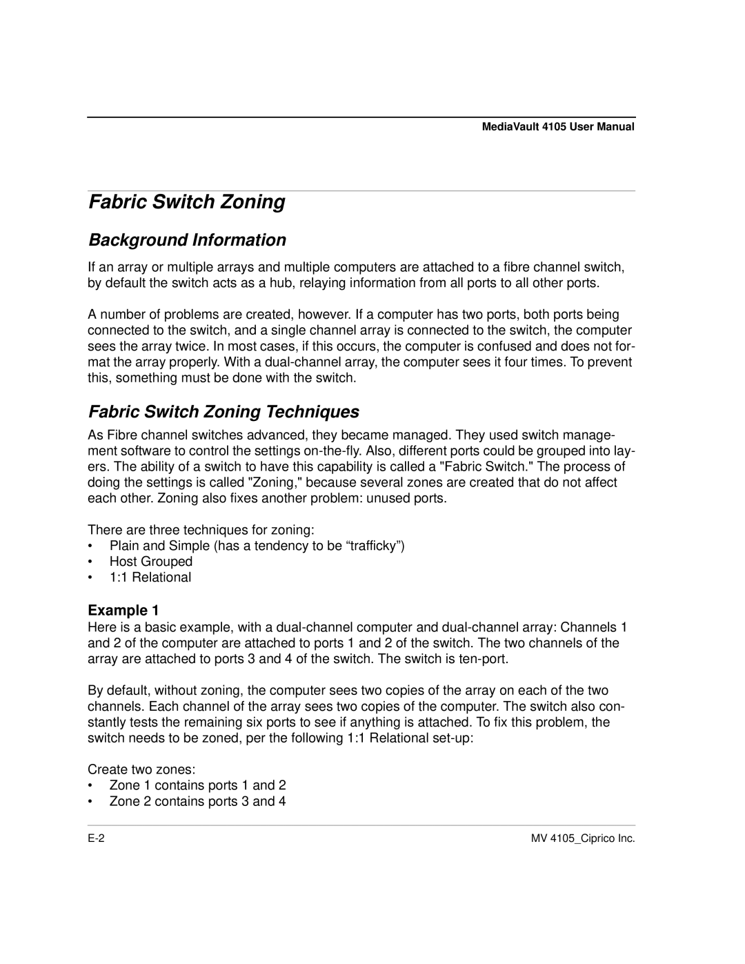 Ciprico 4105 Series user manual Background Information, Fabric Switch Zoning Techniques 