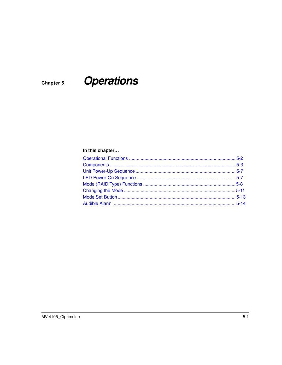 Ciprico 4105 Series user manual Operations 