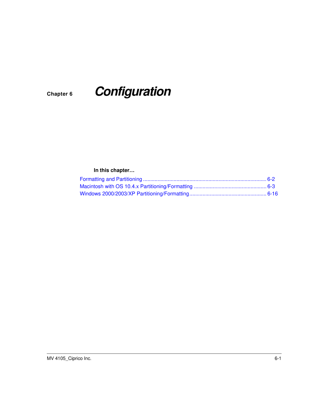 Ciprico 4105 Series user manual Configuration 