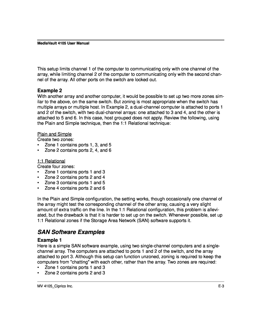 Ciprico 4105 Series user manual SAN Software Examples 