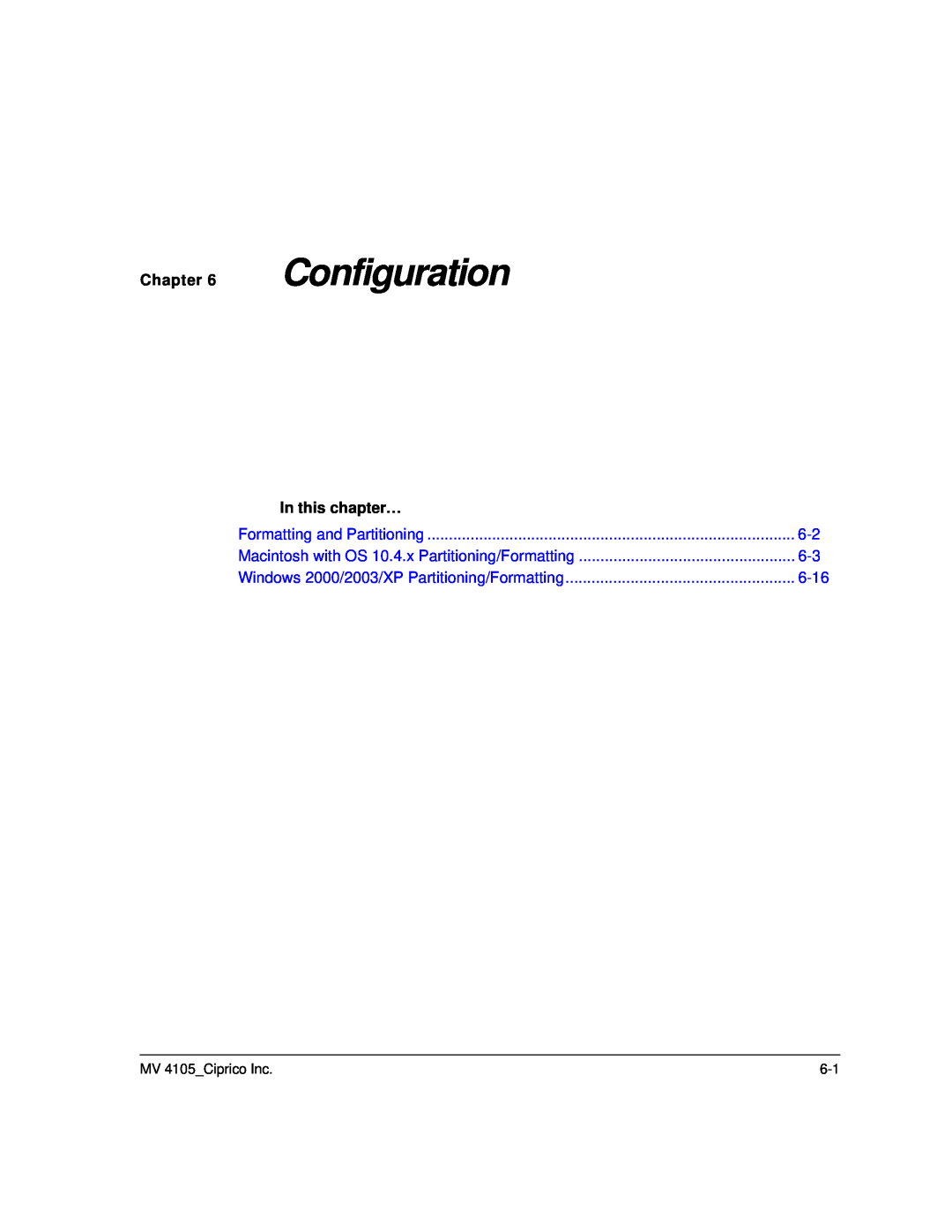 Ciprico 4105 Series Configuration, Formatting and Partitioning, Macintosh with OS 10.4.x Partitioning/Formatting 