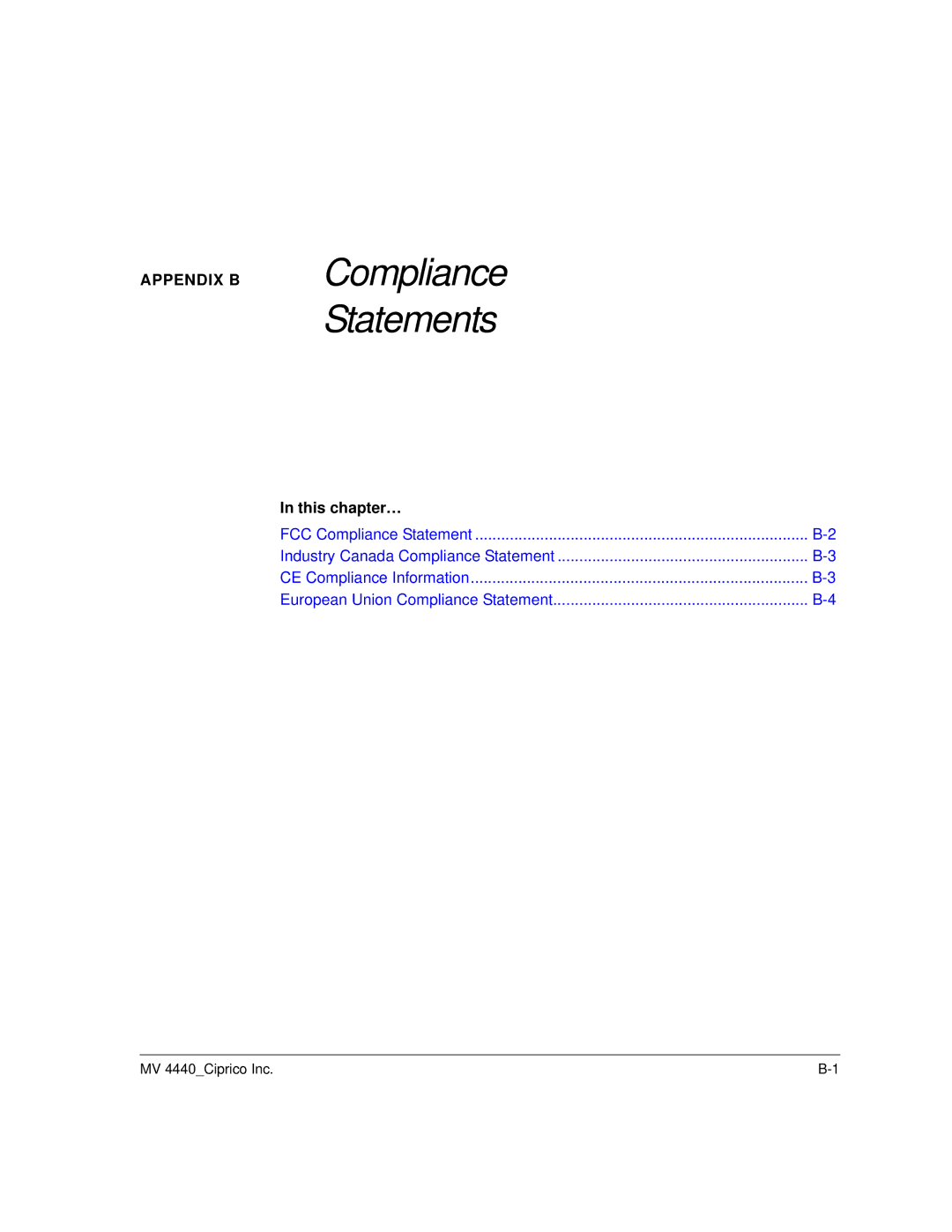 Ciprico 4400 user manual Compliance Statements 