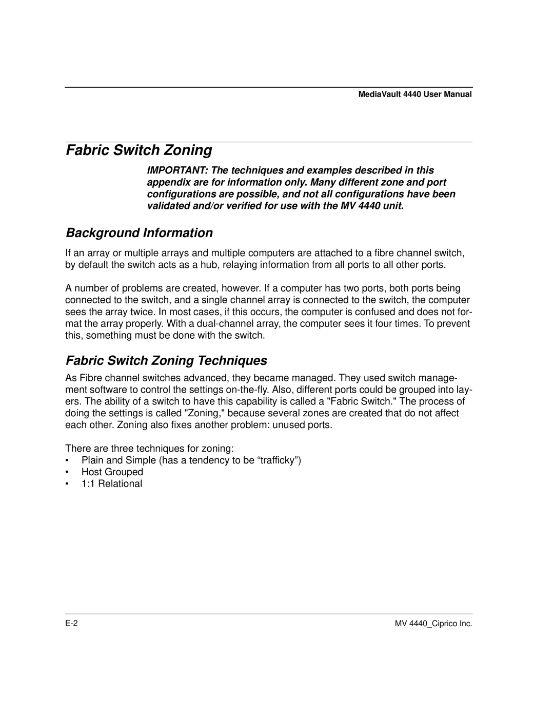 Ciprico 4400 user manual Background Information, Fabric Switch Zoning Techniques 