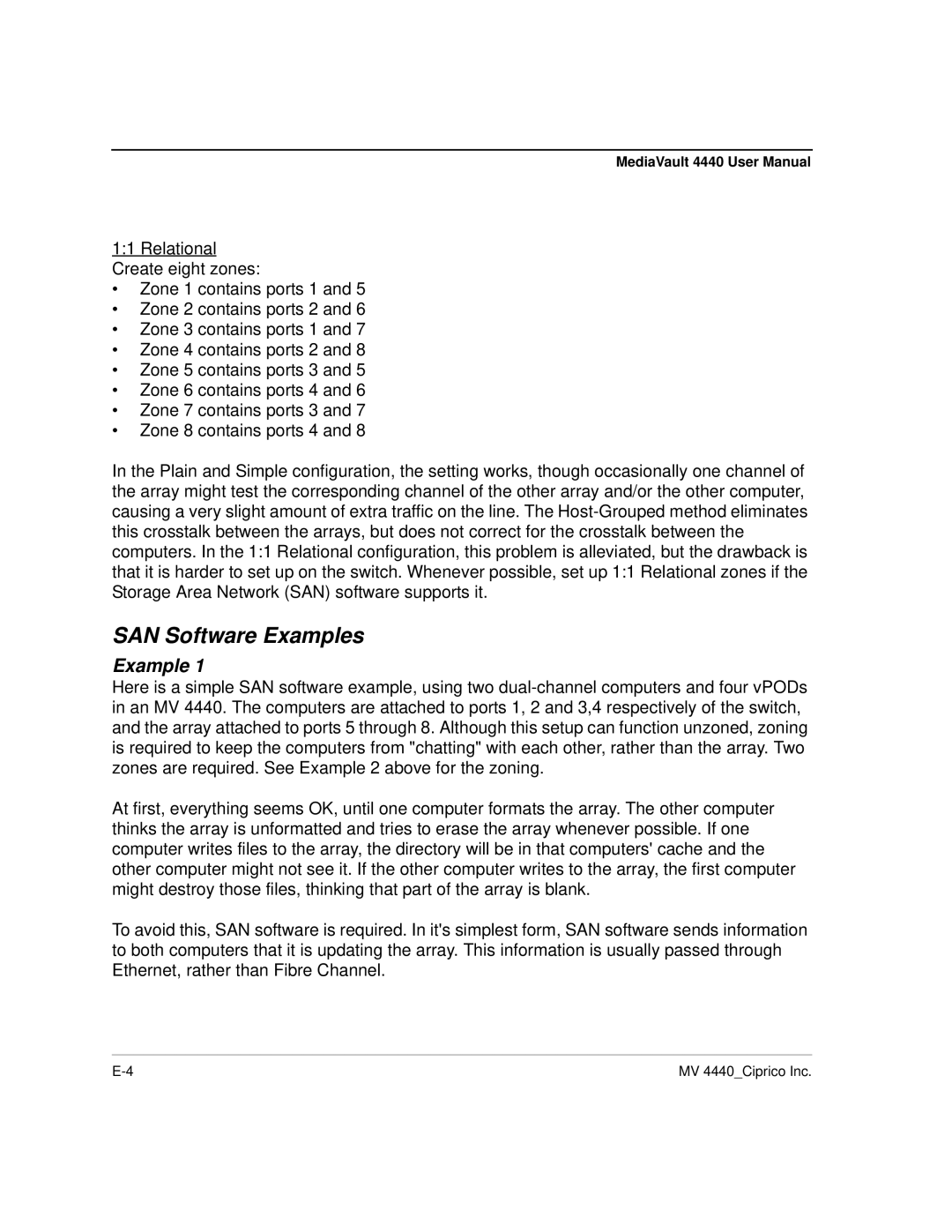 Ciprico 4400 user manual SAN Software Examples 