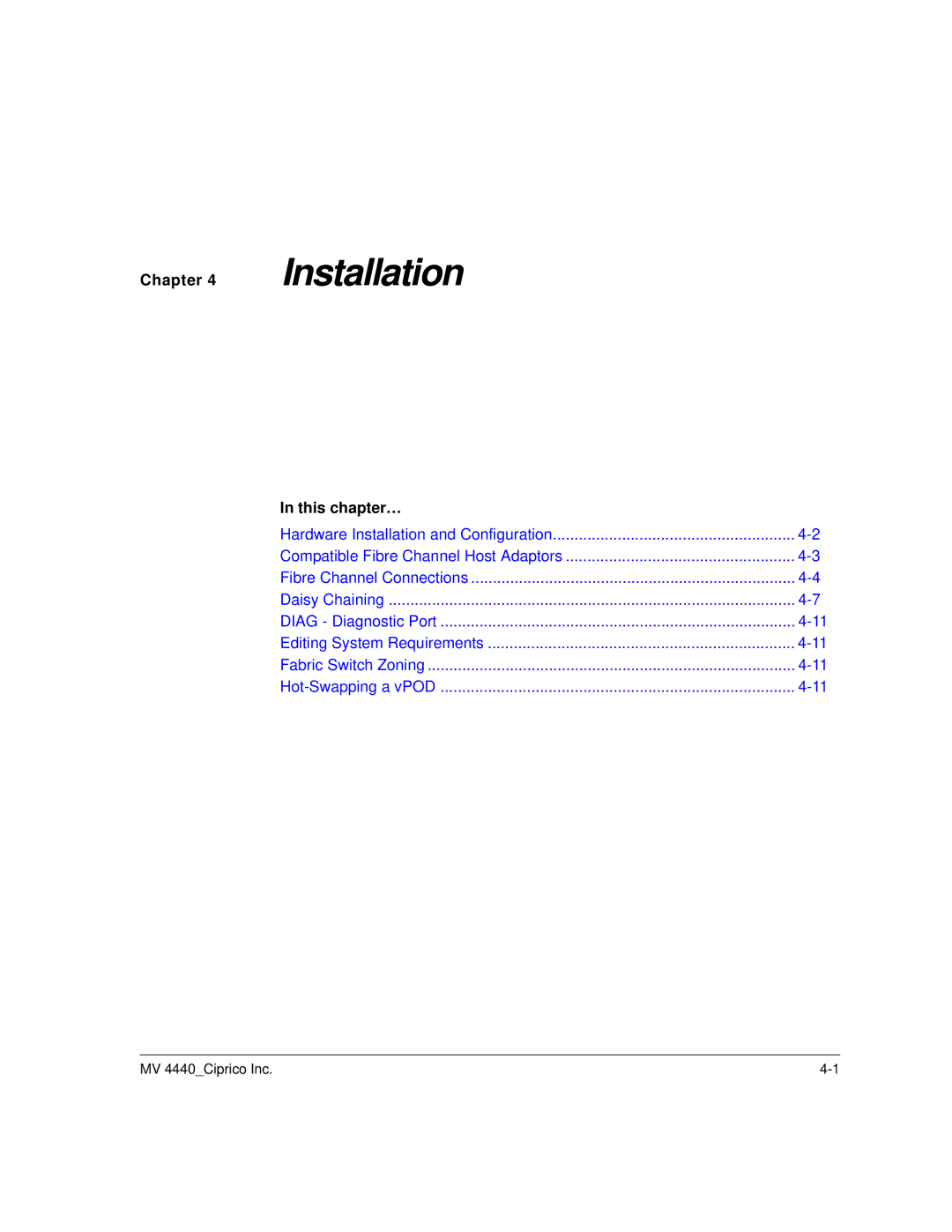 Ciprico 4400 user manual Installation 