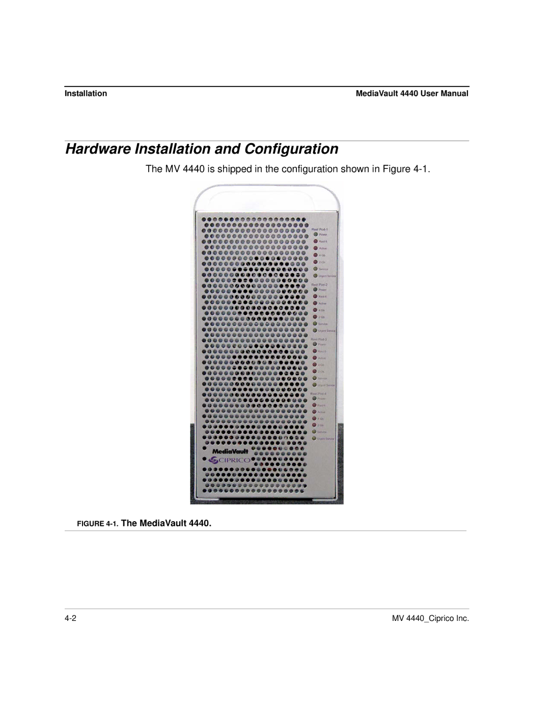 Ciprico 4400 user manual Hardware Installation and Configuration 