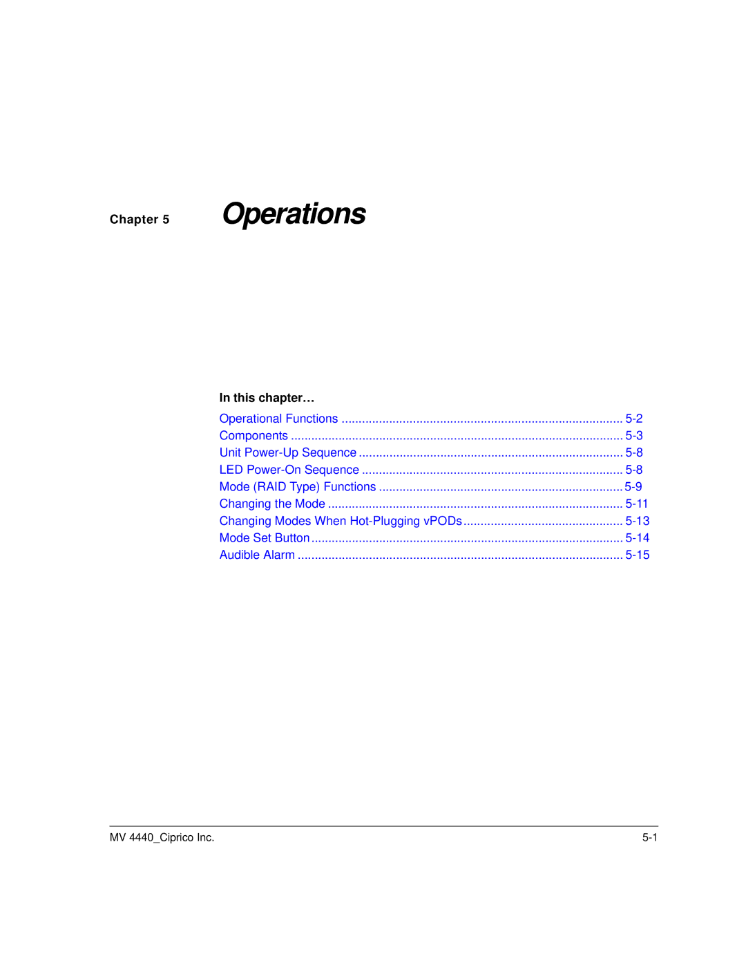 Ciprico 4400 user manual Operations 