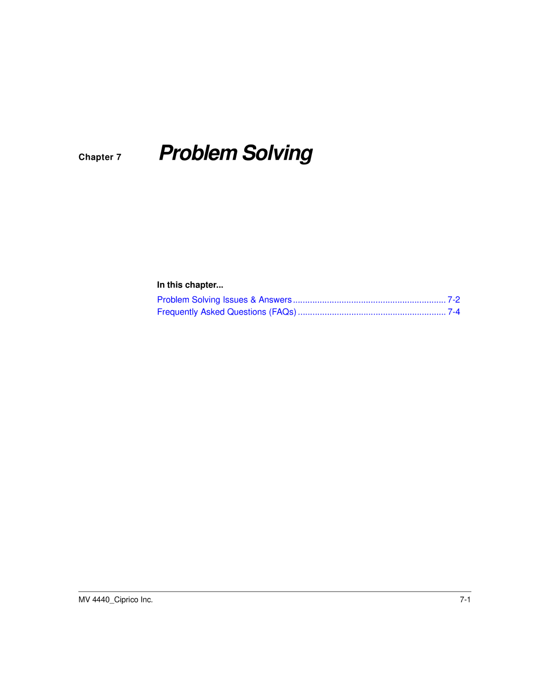 Ciprico 4400 user manual Problem Solving 