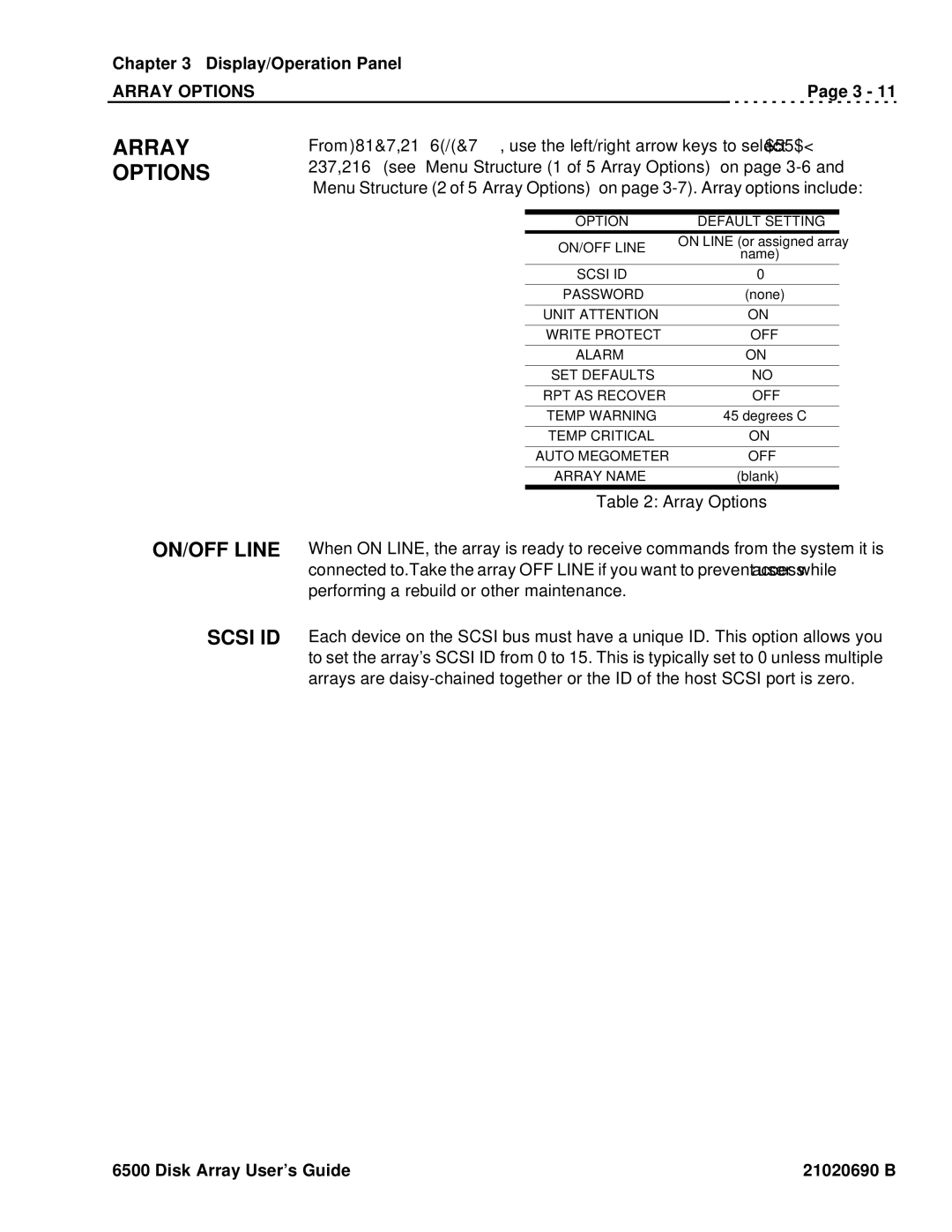 Ciprico 6500 manual ON/OFF Line, Scsi ID 