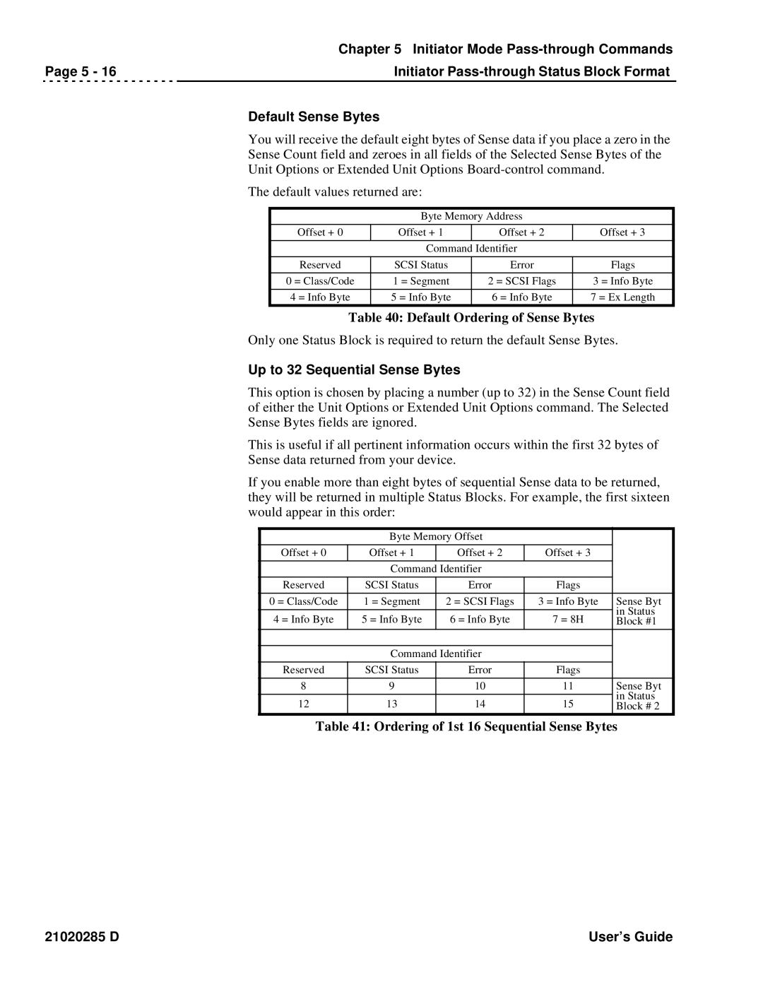 Ciprico Rimfire 3880 manual Default Ordering of Sense Bytes, Up to 32 Sequential Sense Bytes 