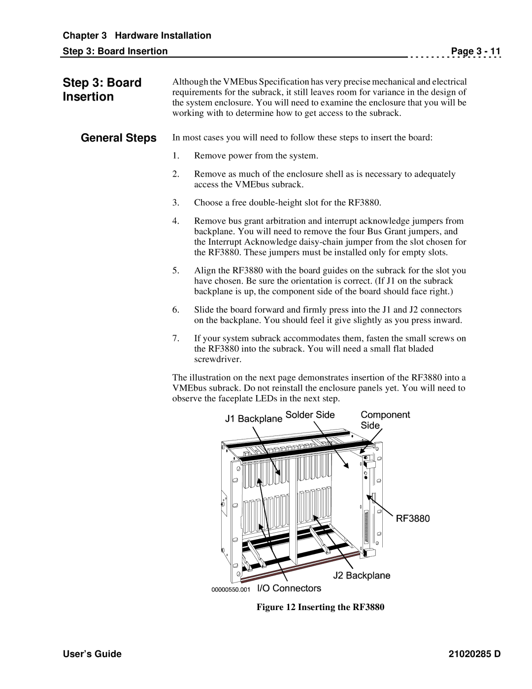 Ciprico Rimfire 3880 manual General Steps, Hardware Installation Board Insertion 