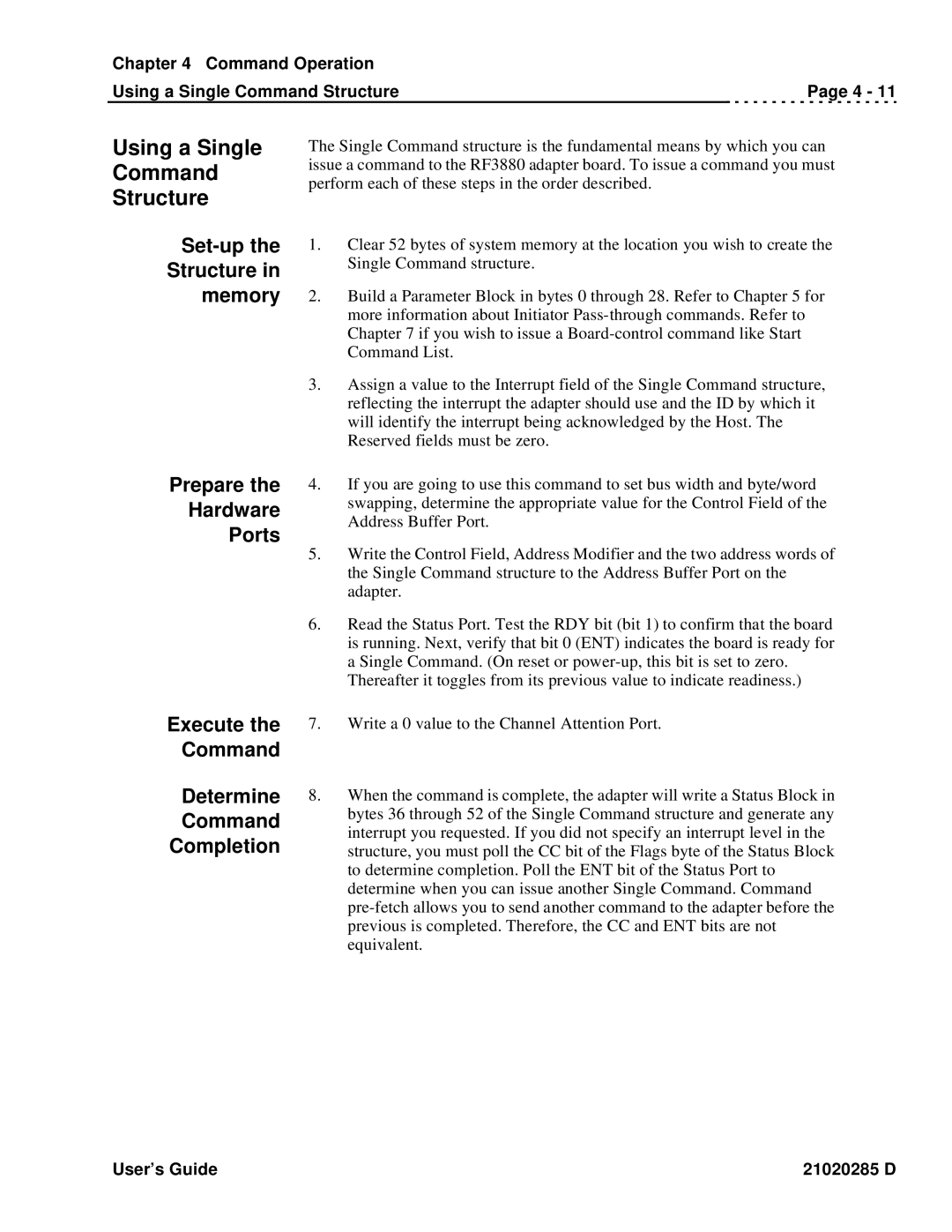 Ciprico Rimfire 3880 manual Command Operation Using a Single Command Structure 