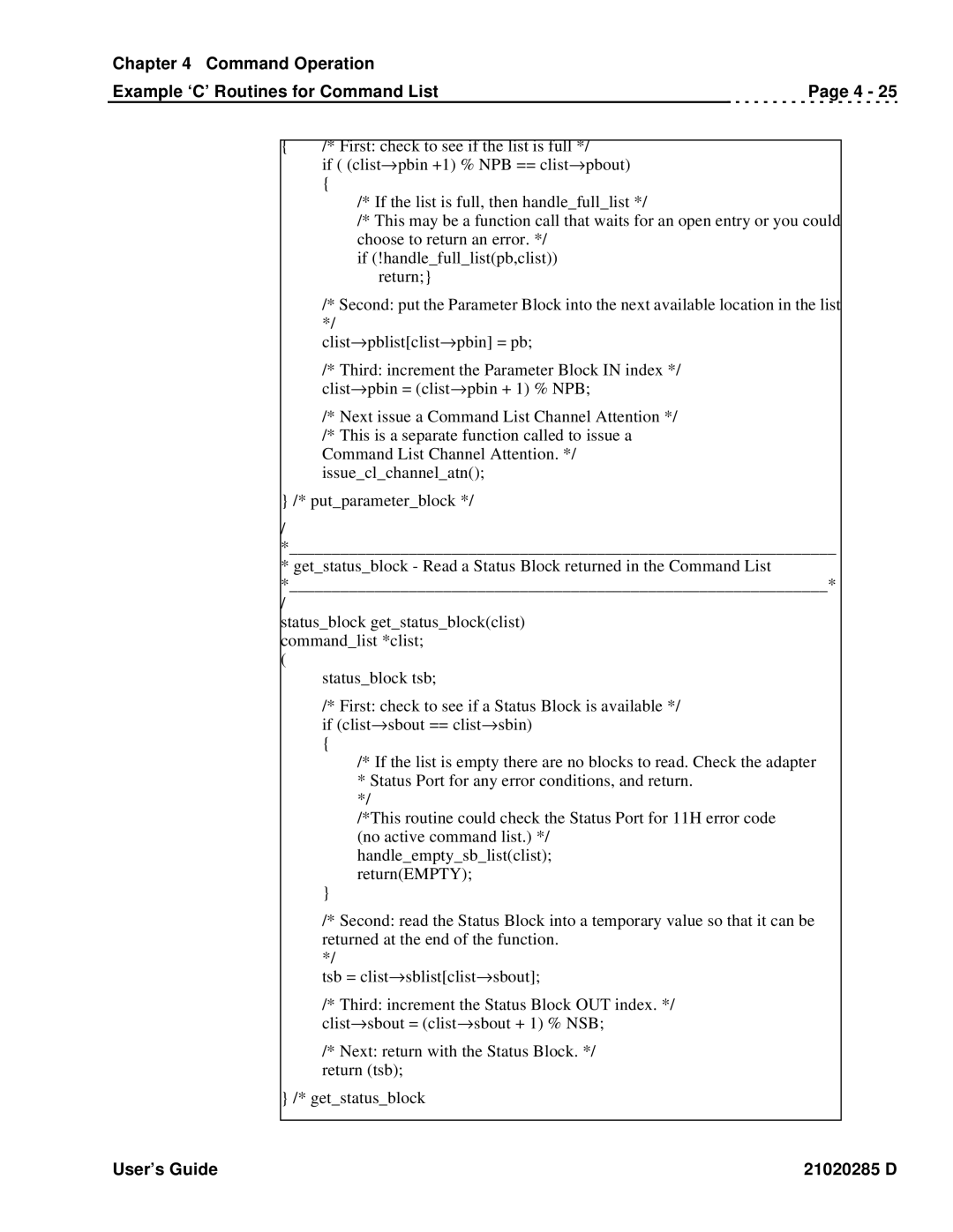 Ciprico Rimfire 3880 manual Command Operation Example ‘C’ Routines for Command List 