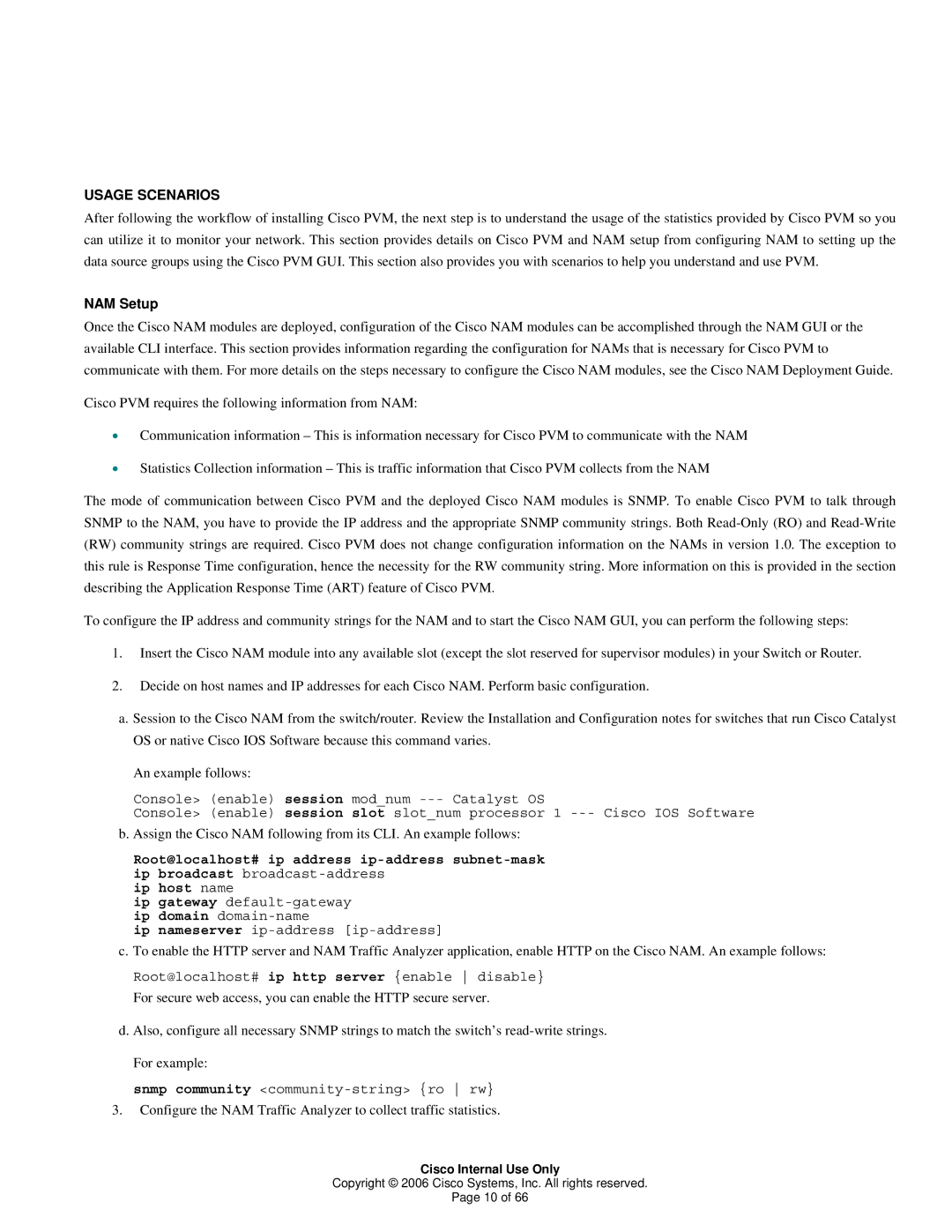 Cisco Systems 1 manual Usage Scenarios, NAM Setup 