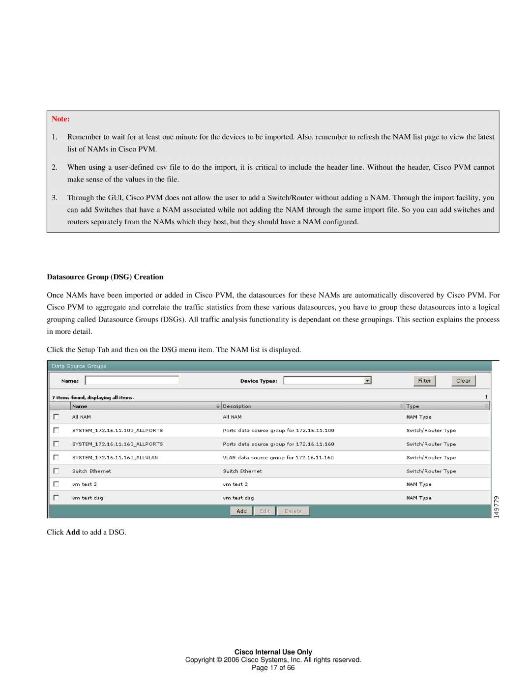 Cisco Systems 1 manual Datasource Group DSG Creation 