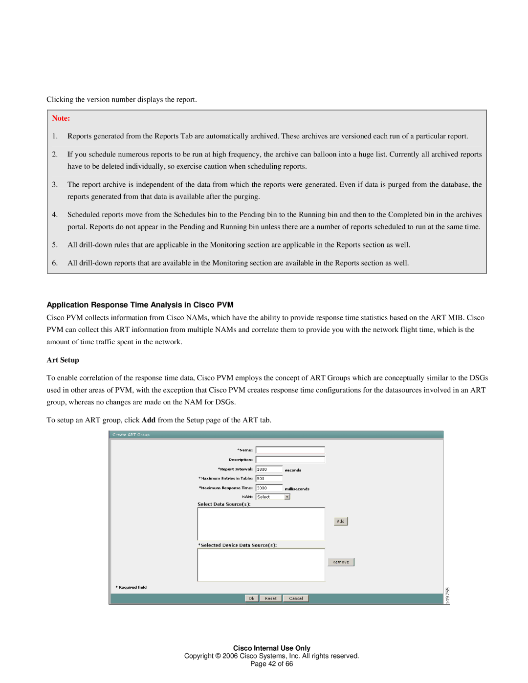 Cisco Systems 1 manual Application Response Time Analysis in Cisco PVM, Art Setup 