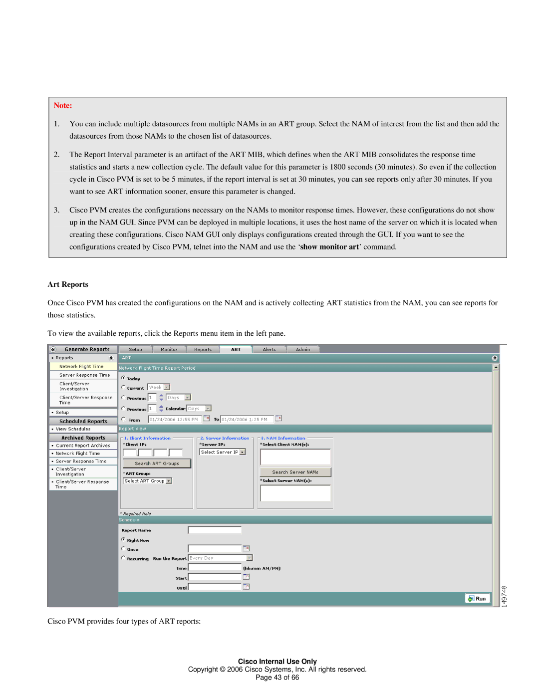 Cisco Systems 1 manual Art Reports 