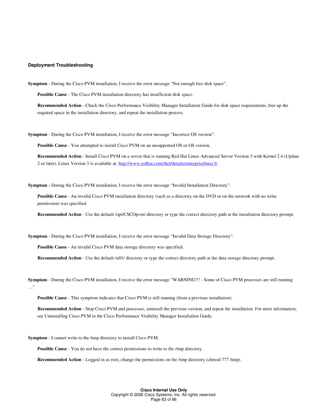 Cisco Systems 1 manual Deployment Troubleshooting 