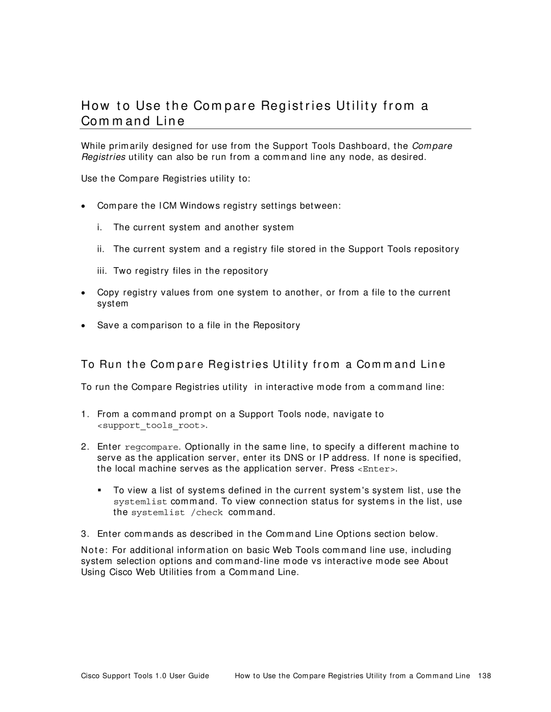 Cisco Systems 1.0 (1) manual To Run the Compare Registries Utility from a Command Line 