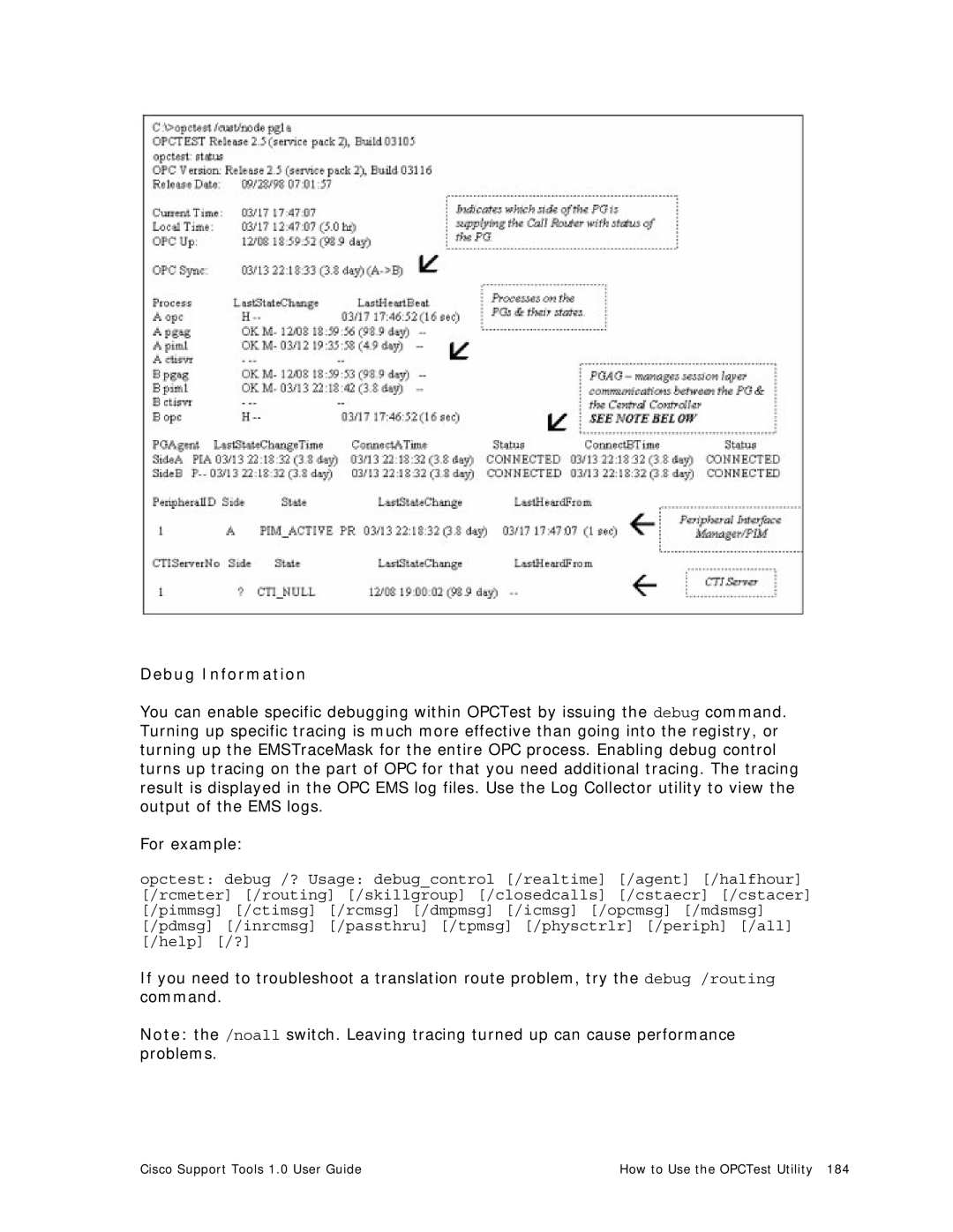 Cisco Systems 1.0 (1) manual Debug Information 