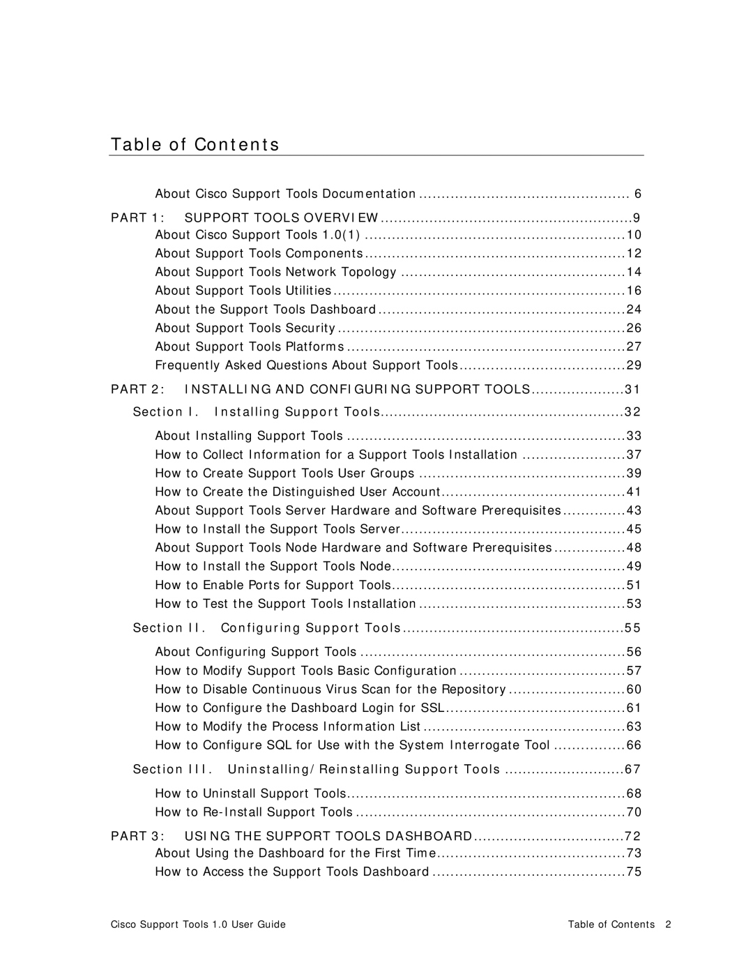 Cisco Systems 1.0 (1) manual Table of Contents 