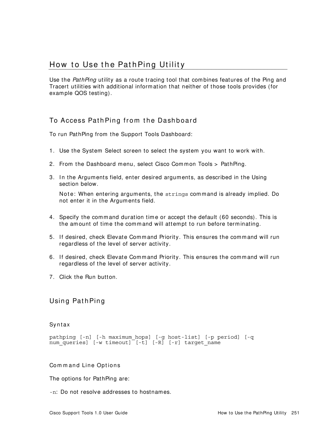 Cisco Systems 1.0 (1) manual How to Use the PathPing Utility, To Access PathPing from the Dashboard, Using PathPing 