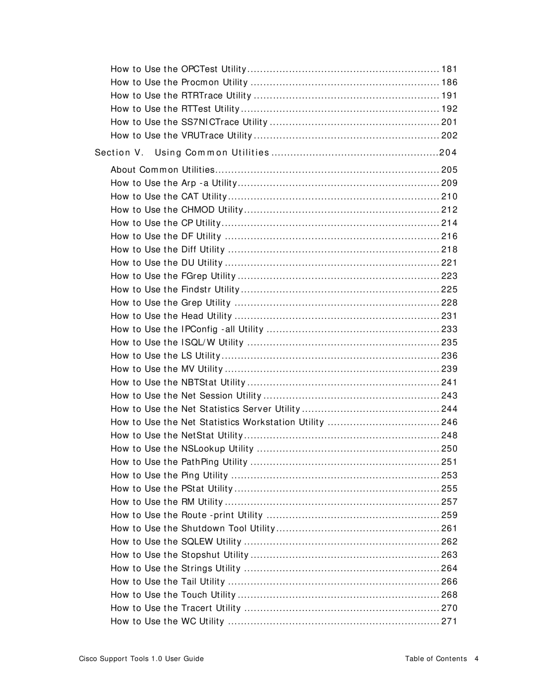 Cisco Systems 1.0 (1) manual Section V. Using Common Utilities 204 