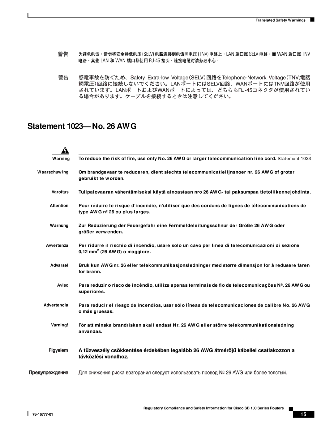 Cisco Systems 100 Series manual Statement 1023-No AWG 