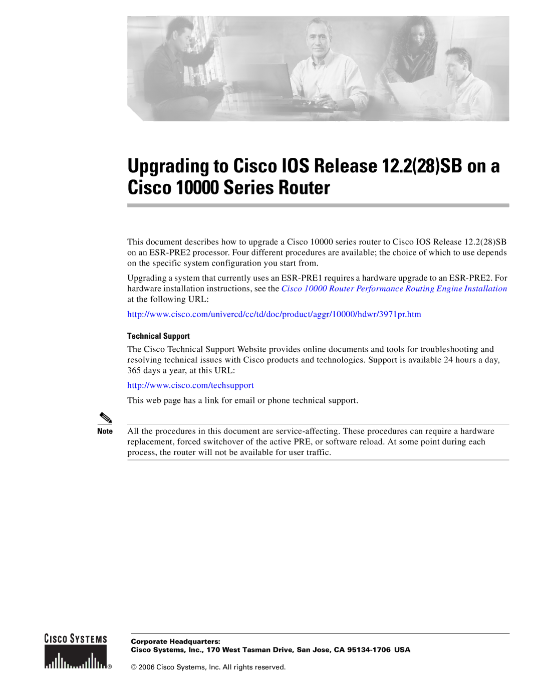 Cisco Systems 10000 Series installation instructions Technical Support 