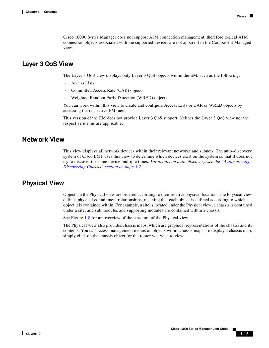 Cisco Systems 10000 manual Layer 3 QoS View, Network View, Physical View 