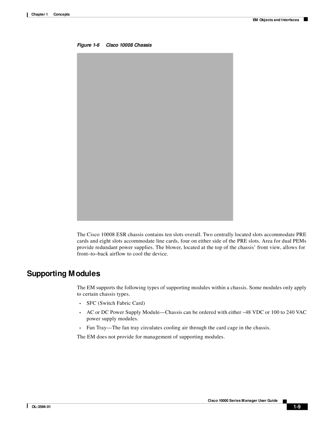 Cisco Systems 10000 manual Supporting Modules, Cisco 10008 Chassis 