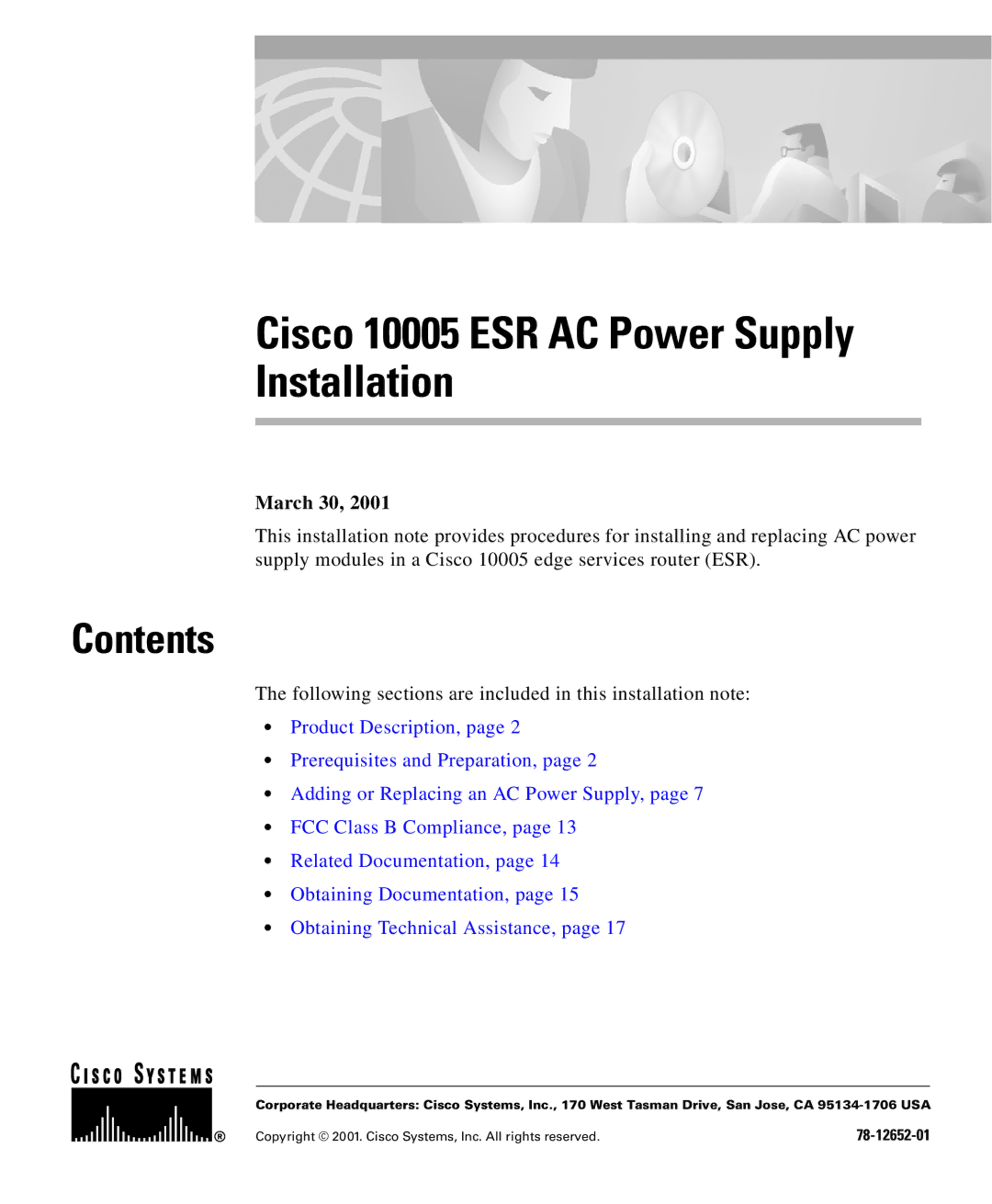 Cisco Systems 10005 manual Installation, Contents 