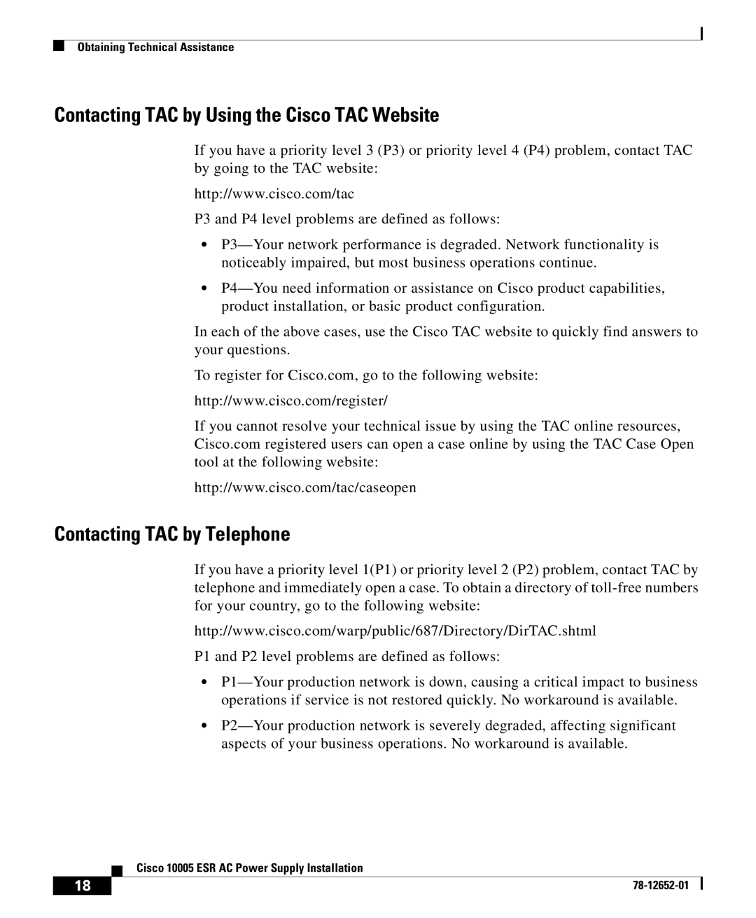 Cisco Systems 10005 manual Contacting TAC by Using the Cisco TAC Website 