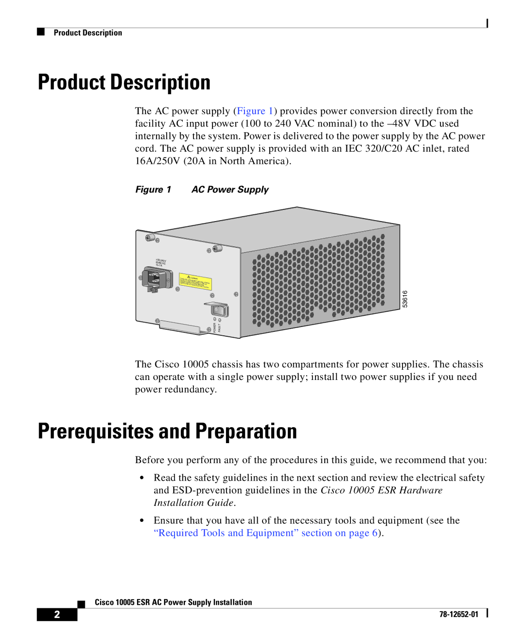 Cisco Systems 10005 manual Product Description, Prerequisites and Preparation 