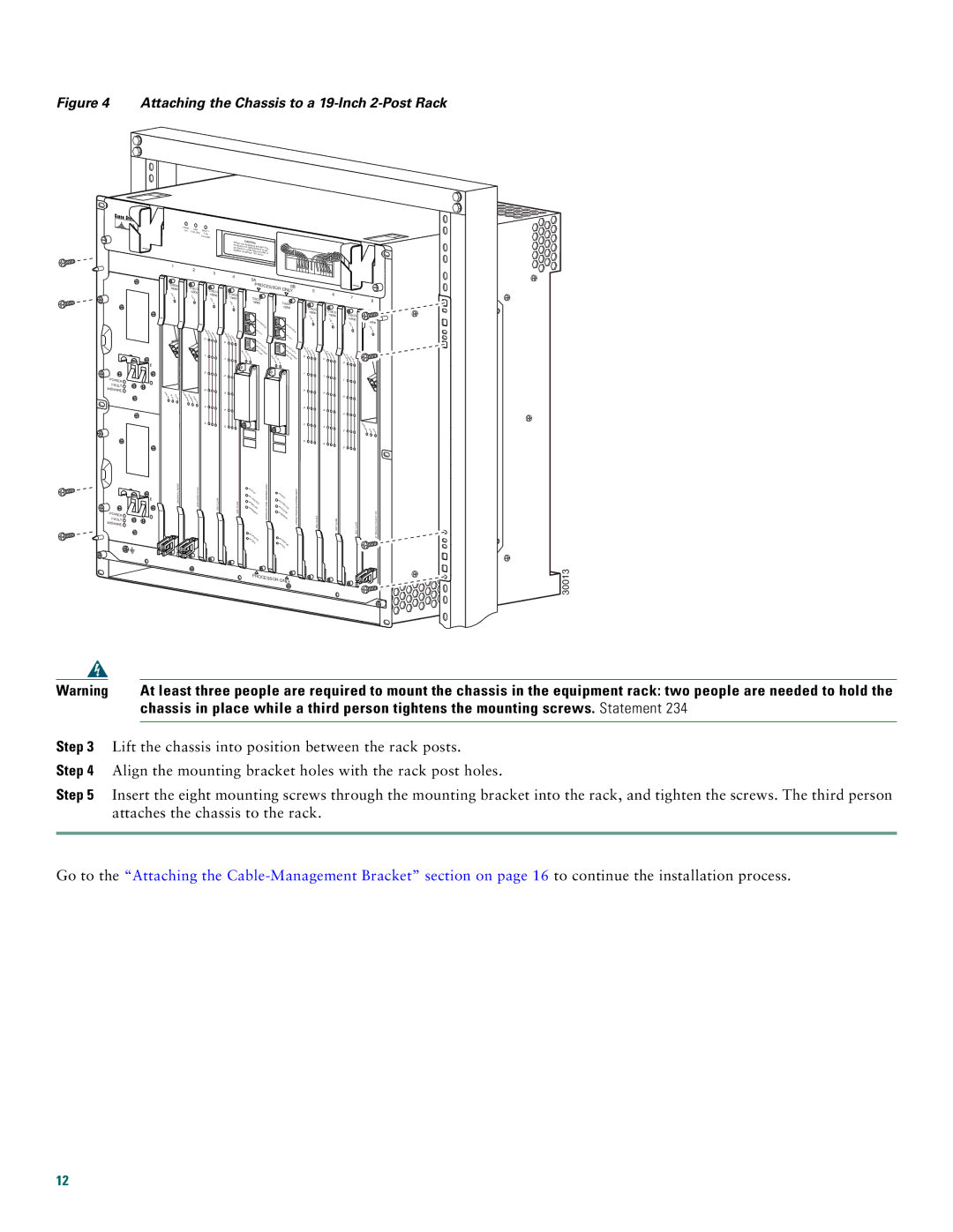 Cisco Systems 10008 quick start Step, Attaches the chassis to the rack 