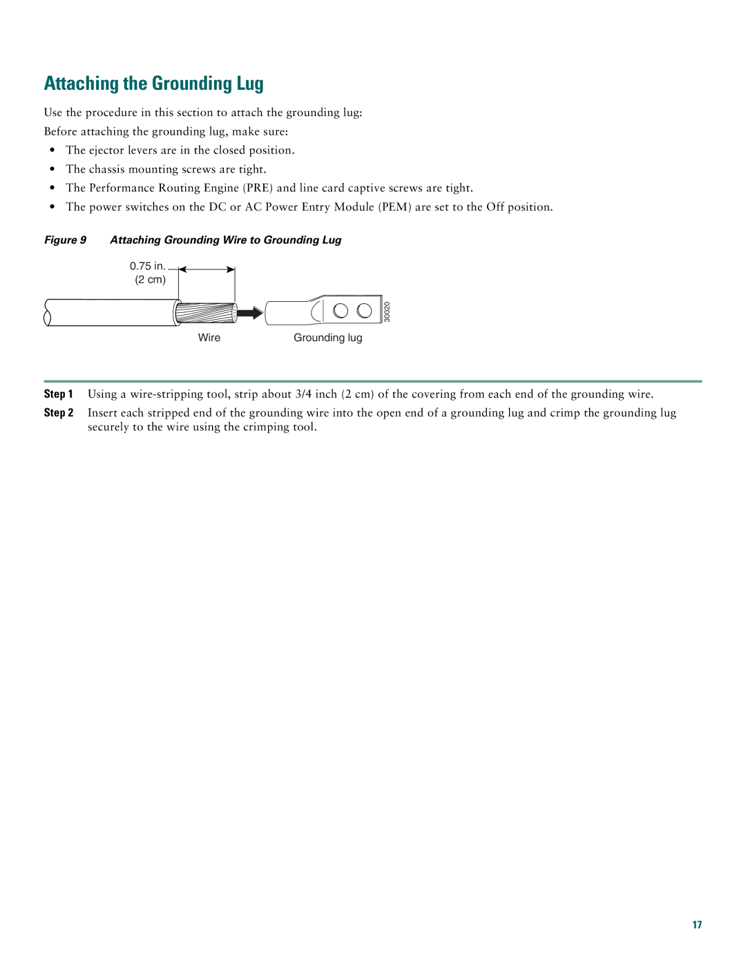 Cisco Systems 10008 quick start Attaching the Grounding Lug, Attaching Grounding Wire to Grounding Lug 