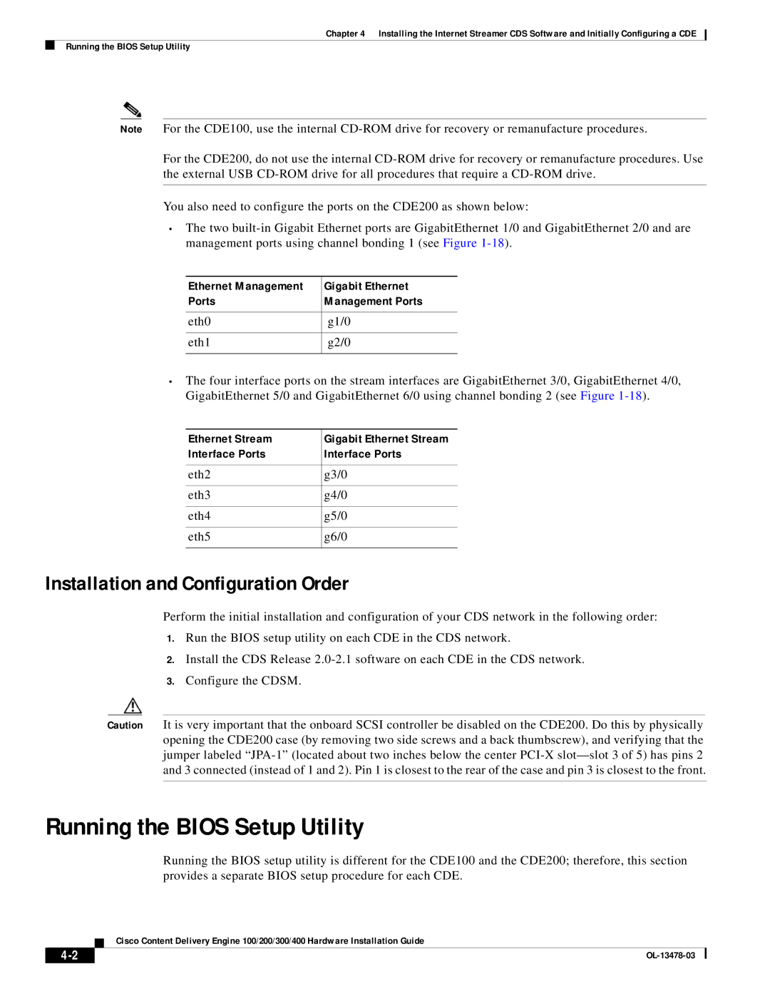 Cisco Systems 100/200/300/400 Running the Bios Setup Utility, Installation and Configuration Order, Ethernet Stream 