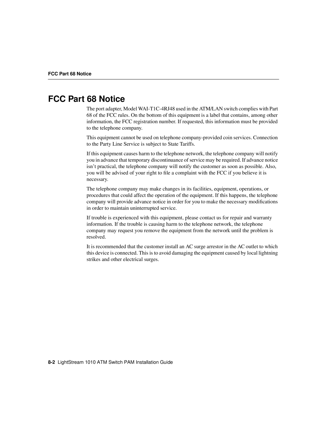 Cisco Systems 1010 manual FCC Part 68 Notice 