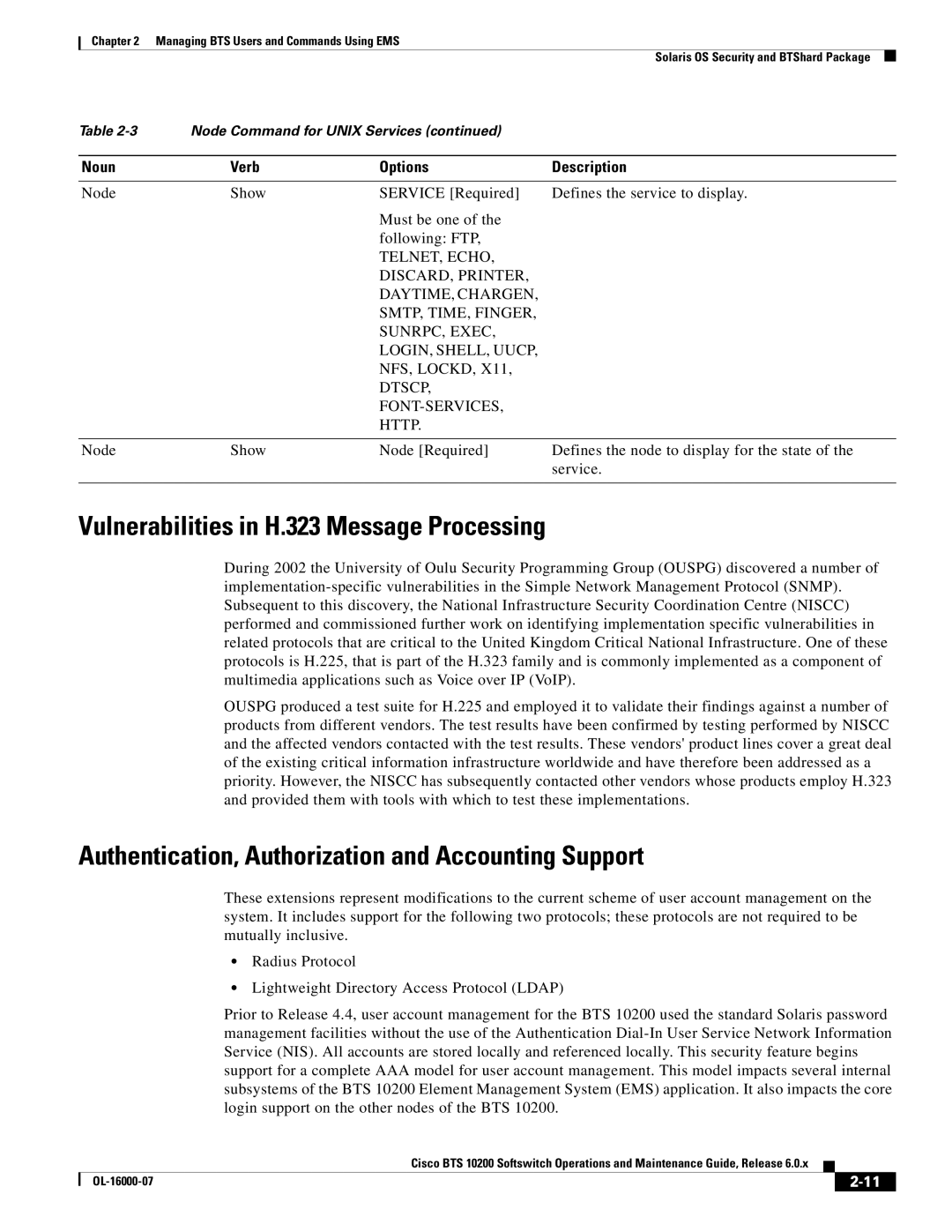 Cisco Systems 10200 Vulnerabilities in H.323 Message Processing, Authentication, Authorization and Accounting Support 