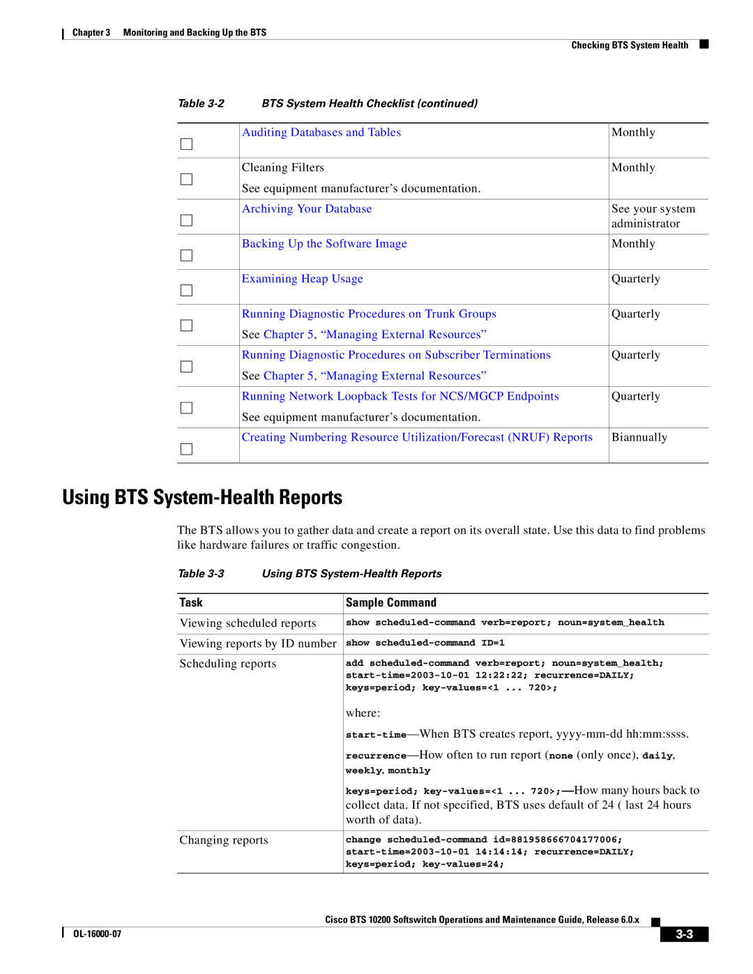 Cisco Systems 10200 manual Using BTS System-Health Reports 