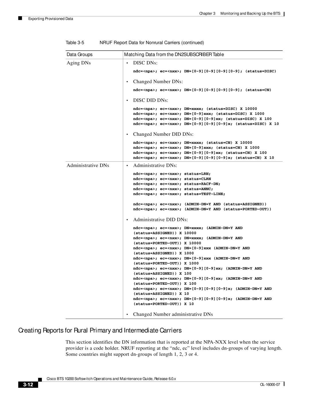 Cisco Systems 10200 manual Administrative did DNs, Changed Number administrative DNs 