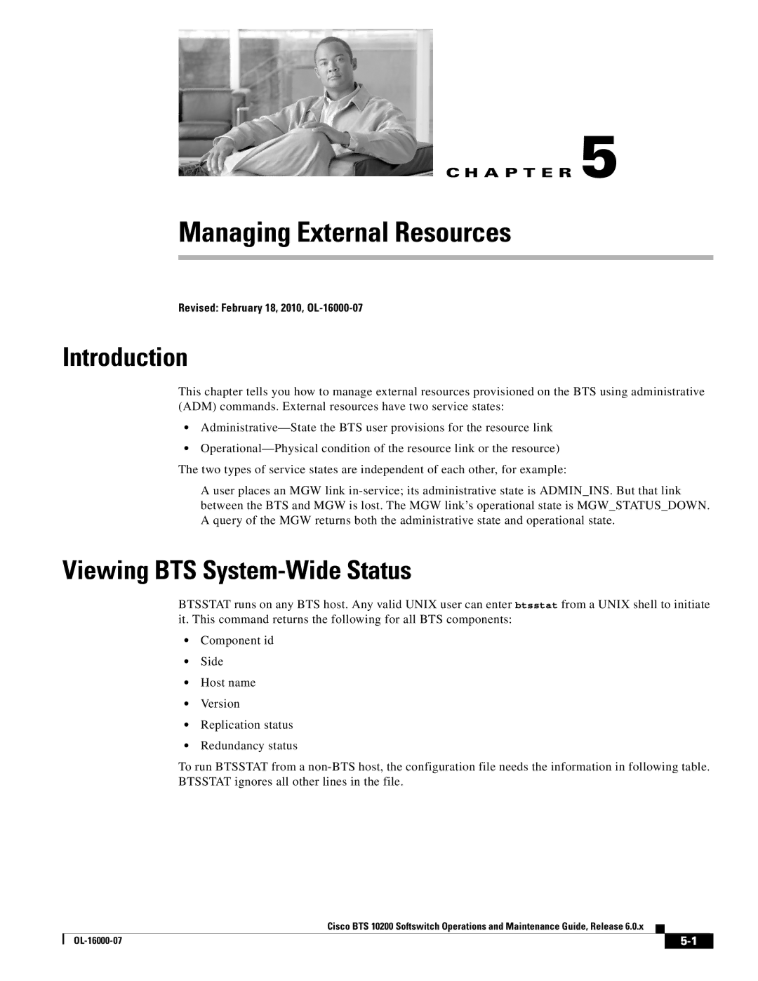 Cisco Systems 10200 manual Managing External Resources, Viewing BTS System-Wide Status 